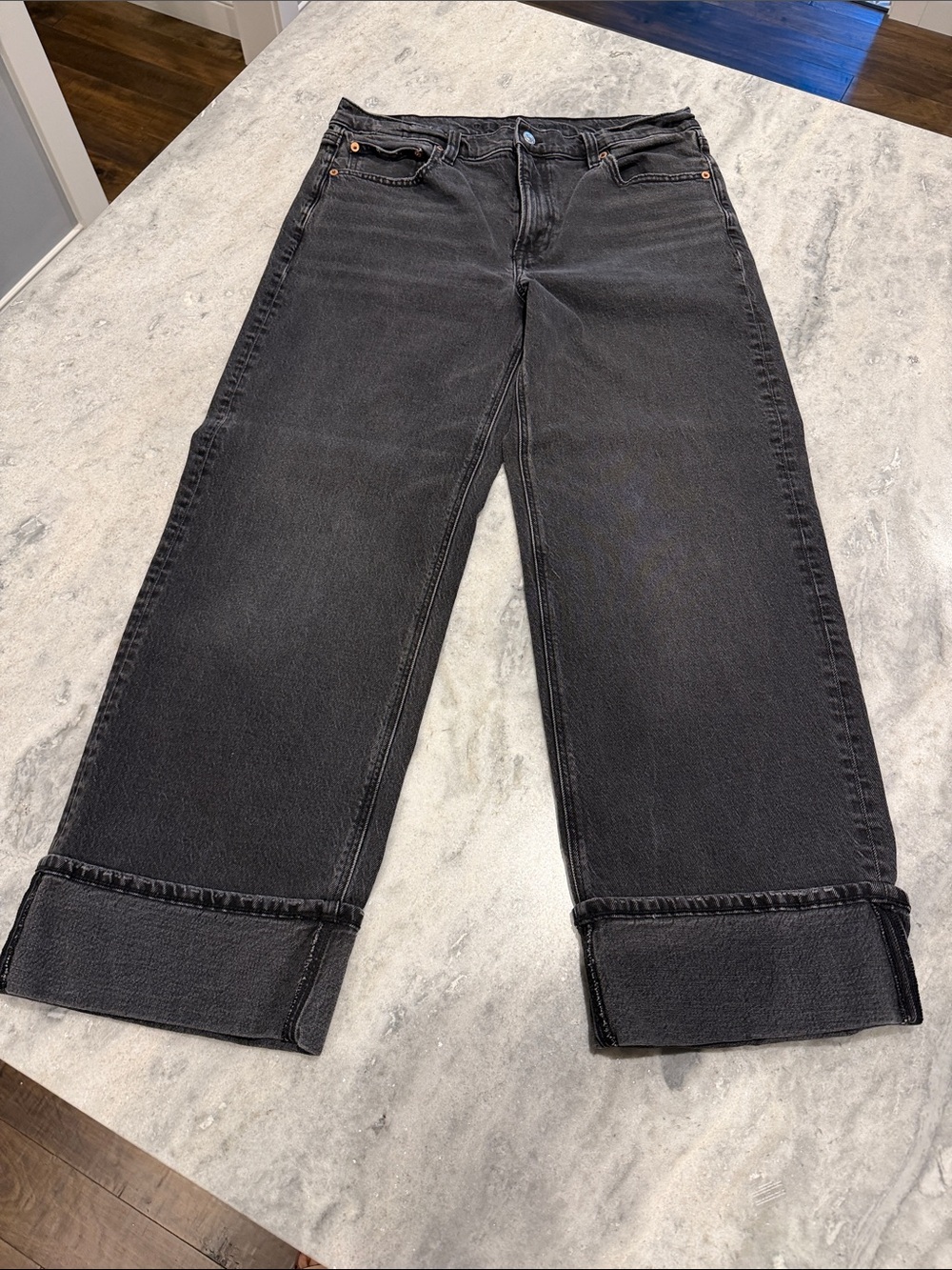 American Eagle Outfitters Black High-Rise Wide Leg Jeans